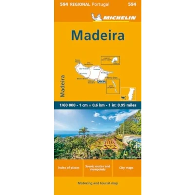 Image of Madeira Michelin Regional Map 594: Straßen und Tourismuskarte 1:60.000 (Michelin Maps, 594)