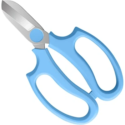 Image of Housolution Floral Shears, Premium Steel Garden Pruning Shears Fruits Leaf Scissors Hand Pruner Snip Trimming Tool for Gardening Flower Arrangement, Light Blue