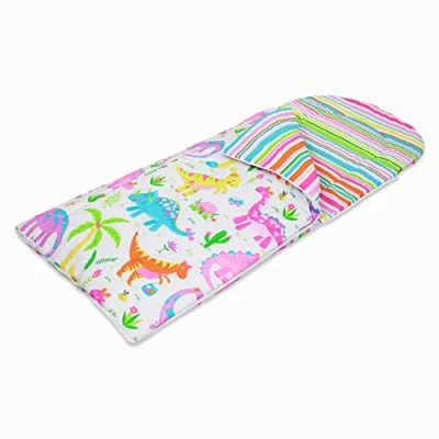 Image of Happy Linen Company Girls Kids Dinosaur Park Jurassic White 155 x 65 cm Reversible Sleeping Bag