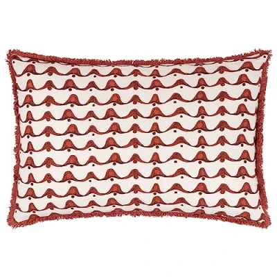 Image of Hoem Avery Geometric Feather Filled Cushion Red Cotton Size 40 cm x 60