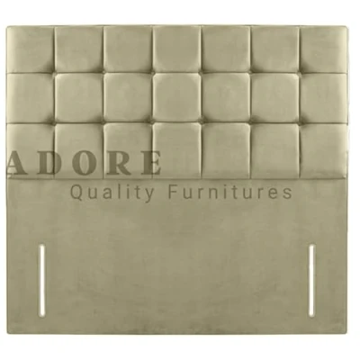 Image of Serenity CUBE CRUSHED VELVET Floor standing Headboard 50&quot; Height Various Sizes &amp; Colours (5FT King 50&quot;, Cream)