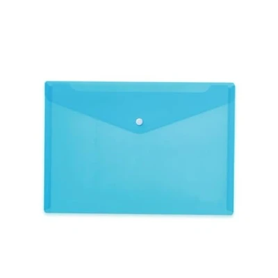 Image of HERMA 20076 Document Wallet A4 Transparent Light Blue Pack of 5 Small Pockets Envelope with Press Stud Closure Plastic for School, University, Office, Travel