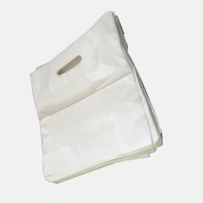 Image of 100XNew White Patch Handle Carrier Gift Retail Shopping Plastic Bags for Shop (10&quot; x 12&quot; + 4&quot;)