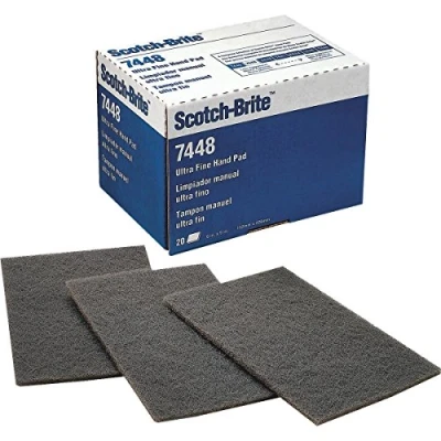 Image of 3M 5304 Scotch Brite 7448 Hand Pad, Sulfn Grey, 155mm x 225mm, Pack of 20