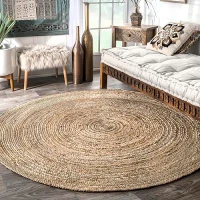 Image of nuLOOM Rigo Hand Woven Farmhouse Jute Area Rug, 244 cm Round, Natural