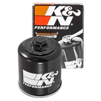 Image of K&amp;N Motorcycle Oil Filter: High Performance, Premium, Designed to be used with Synthetic or Conventional Oils: Fits Select Piaggio, Aprilia, Derbi, Peugeot, Malaguti, Gilera Vehicles, KN 183, Black