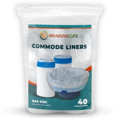 Image of Meadowcare Commode Liners pack of 40 Bags Disposable Perfect for Commodes, Bed Pans, Waste Chair, Portable Toilet Universal Fit