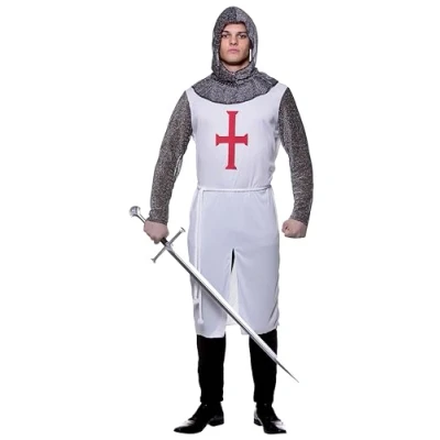 Image of Wicked Costumes Mens Crusader Knight Fancy Dress Costume Plus Size