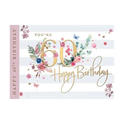 Image of Words n Wishes Female Age 60 You&#039;re Happy Birthday Cards Flowers