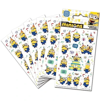 Image of Paper Projects 01.70.15.060 Minions (6 Sheets) Official Licensed Product Perfect as Party Bag or Stocking Fillers, 12.5cm x 7.5cm