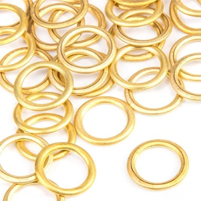 Image of 50x Brass Hollow Palstic Rings 16mm Upholstery Curtain Pole Gliders (12mm Inner Diameter)