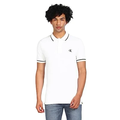 Image of Calvin Klein Jeans Tipping Polo shirt, Men&#039;s, Size: XXL, White