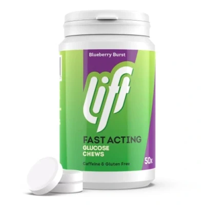 Image of Lift Fast Acting Glucose Chewable Energy Tablets Blueberry 6 Pack of 50 Tablet Tubs