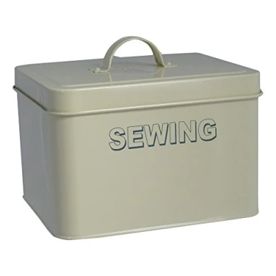 Image of Vintage Retro Style Sewing Box In Cream Colour
