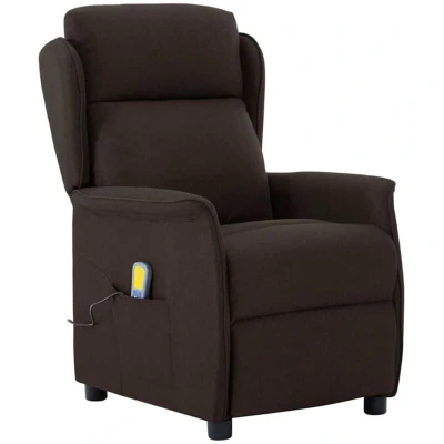 Image of vidaXL Massage Chair Dark Brown Fabric