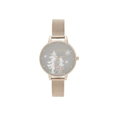 Image of Olivia Burton Analogue Quartz Watch for Women with Rose Gold Colored Stainless Steel Bracelet OB16AW01