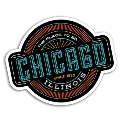 Image of 2 x 10cm Chicago Vinyl Stickers Illinois USA America Sticker Luggage #18372 (10cm Wide)