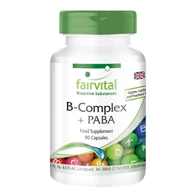Image of Fairvital B 75 PABA (para aminobenzoic Acid) Bulk Pack for 3 Months Vegan high dose 90 Capsules Vitamin Complex