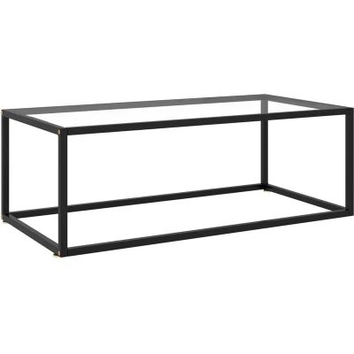 Image of vidaXL Coffee Table Black with Tempered Glass 100x50x35 cm