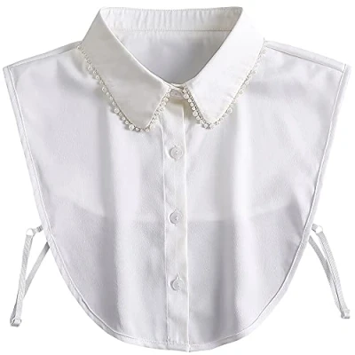 Image of LoudSung Detachable Half Shirt Blouse Fake Collar for Women Girls Pearl White