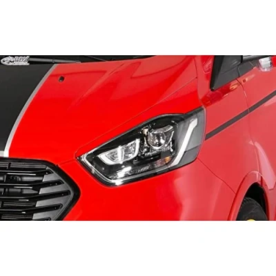 Image of RDX Racedesign RDSB157 Head light spoilers compatible with Ford Transit Custom &amp; Tourneo Facelift 2018 (ABS)