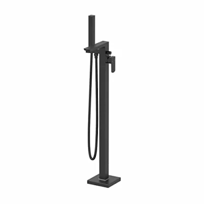Image of Architeckt® Venosa Bathroom Freestanding Bath Shower Mixer Tap Handset Hose Attachment Square Single Lever Handle for Bathtub Modern, Matt Black