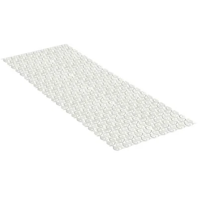 Image of TATAY Bath Mat, Non slip, PVC with Suction Cups, Resistant to Mold and Microbes, Anti Bacterial, Pisces Design, Pergamon White. Measures 97 x 36 cm
