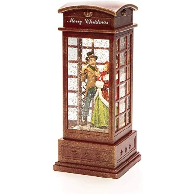 Image of Konstsmide Lantern : Dickensian Carol Singers in Red Telephone Box Water Filled Battery Operated &amp; Timer 4368 550