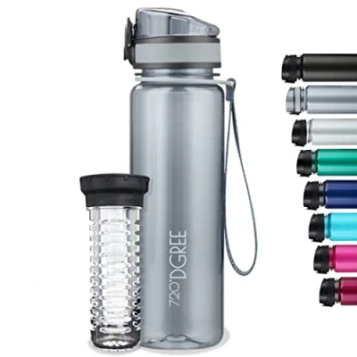 Image of 720DGREE Kids &amp; Sport Water Bottle “uberBottle“ 500 ml crystalClear +Fruit Infuser BPA Free Tritan, Leakproof, Reusable Drinking Waterbottle for Children, School, Gym, Fitness