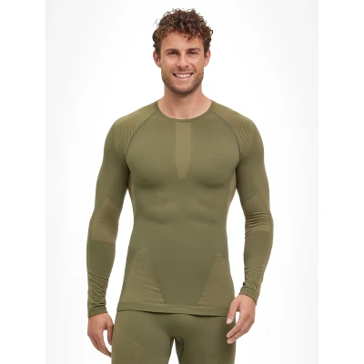 Image of FALKE Men&#039;s Warm Round Neck M L/s Sh Functional Yarn Quick Dry 1 Piece Base Layer Top, Green Herb 7754, S