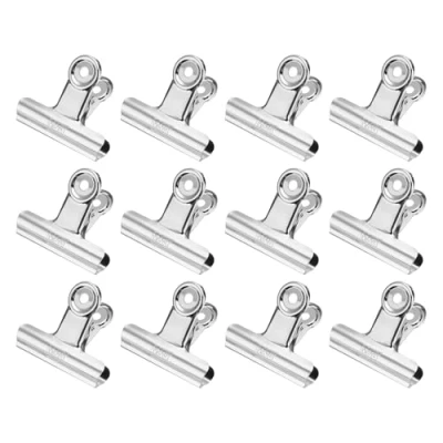 Image of M&amp;G 12Pack Binder Clips, 76mm Stainless Steel Small Hinge Paper Clip Metal Clamps for DIY Crafts, Paintings, Drawings, Photos Home Office Supplies