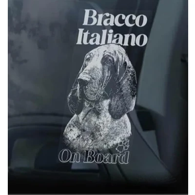 Image of LMMIXEE Bracco Italiano on Board Stickers Car Decal Window Italian Pointer Dog Sign Mom Dad Vinyl Die Cut Decals Funny Bumper Gift