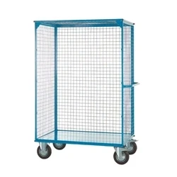 Image of Large Distribution Trolley No Doors; Fixed/Swivel Castors; Blue