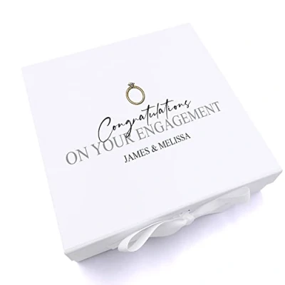 Image of ukgiftstoreonline Personalised Congratulations on your Engagement Keepsake Memory Box. (Large)