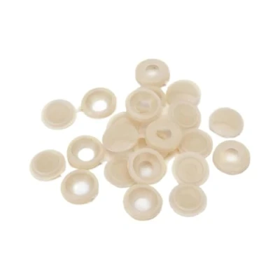 Image of 50Pcs Screw Covers Hinged Plastic Caps Folding Snap on Flip Tops Fit M4 Protector for Furniture Decorative (Beige)