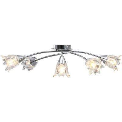 Image of vidaXL Ceiling Lamp with Transparent Glass Shades for 5 E14 Bulbs Tulip