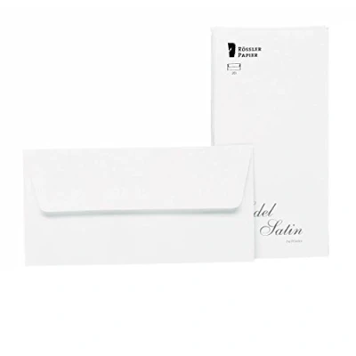 Image of Rössler 2032838001 DL Deckle Edged Linen Embossed Lined Envelope Ivory