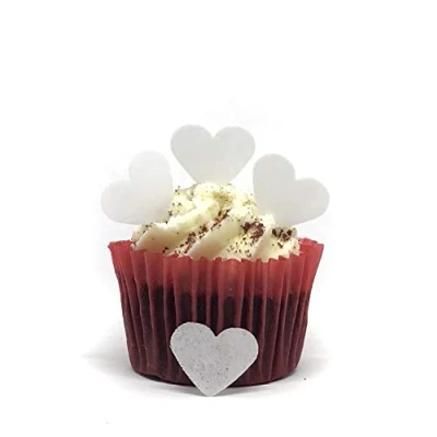 Image of 100 Precut White Edible Wafer Paper Hearts Perfect for Weddings and Valentines Day