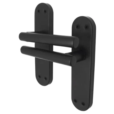 Image of EAI Black Door Handles 1 Pair of Matt Internal Lever Latch T Bar on Backplate Oliena Range