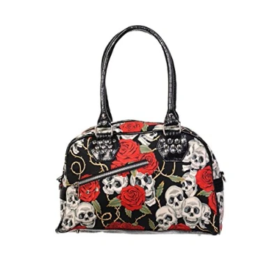 Image of Banned Apparel Skulls and Roses Rockabilly Punk Shoulder Bag Handbag