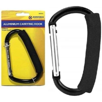 Image of 150mm/6&quot; JUMBO ALUMINIUM CARRYING HOOK SPRING LOADED SNAP LOCK CARABINER