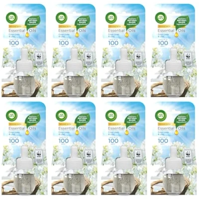 Image of Air Wick Crisp Linen &amp; Lilac Plug in Freshener Refill 19ml Pack of 8
