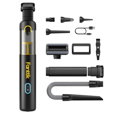 Image of Fanttik Slim V8 Apex Car Vacuum, 19000PA High Power, 4 in 1 Portable Mini 2.5H Type C Fast Charge, Up to 40 Mins Runtime, RobustClean Handheld Vacuum for Car, Home, Keyboard Cleaning, Black