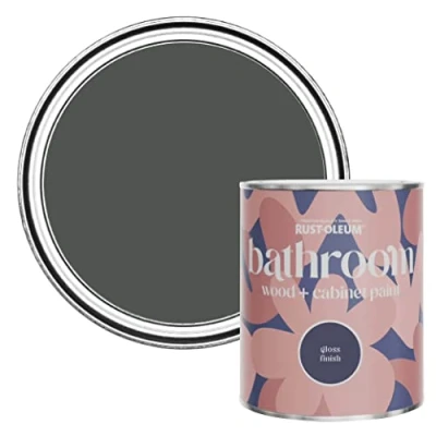 Image of Rust Oleum Dark Grey Moisture Resistant Bathroom Wood and Cabinet Paint in Gloss Finish Graphite 750ml