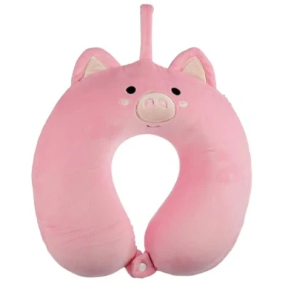Image of Relaxeazzz Pig Plush Memory Foam Travel Pillow Neck Flight Airplane For Kids Pillows Cushion Sleeping Pain Adults Airport Essentials