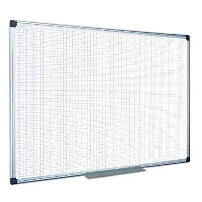 Image of Bi Office Maya Gridded Dry Wipe Aluminium Framed Double Sided Whiteboard 90x60cm