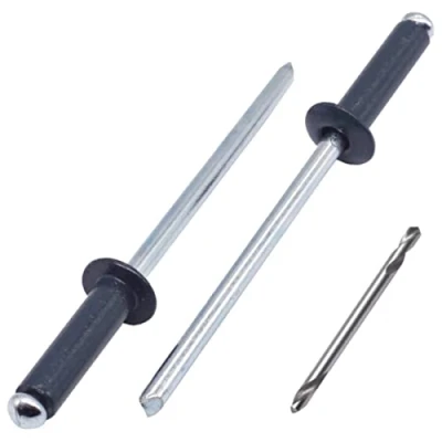 Image of SKIR&#039;CO (80 pcs) Painted Blind Rivets 4.0 x 14 mm, Aluminium Pop Rivets, Drill Bit Included (Anthracite Grey RAL 7016)