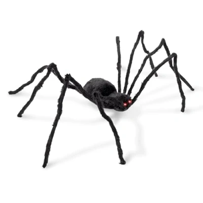 Image of THE TWIDDLERS Giant Black Spider, 50 inch/127cm Huge Hairy Realistic Shakes &amp; Squeaks, Spooky Garden Halloween Decoration for Indoor Outdoor Decor