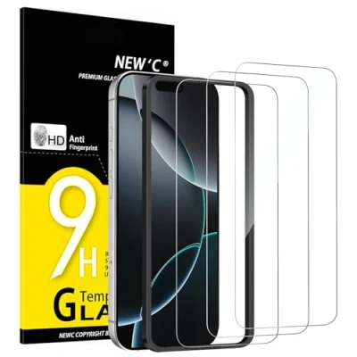 Image of NEW&#039;C [3 Pack Designed for iPhone 16 Pro Max (6.9 inches) Screen Protector Tempered Glass with easy installation tool included,Case Friendly Ultra Resistant