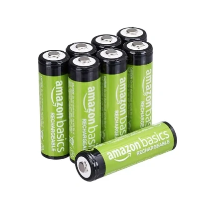 Image of Amazon Basics AA Rechargeable Batteries, NiMh, Pre charged Pack of 8 (Appearance may vary)